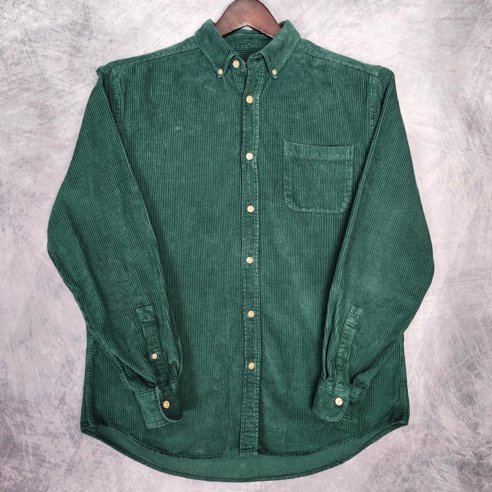 Portuguese Flannel Lobo Corduroy Shirt Mens Large Forest Green Button Down